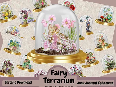 Fairy Terrarium for Junk Journals collage design ephemera illustration journal junkjournal