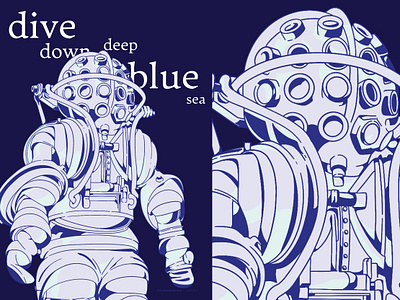 Dive Down Deep Blue design diving graphic design illustration ocean subnautic