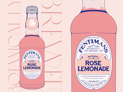 Fentiman's Rose Lemonade bottle design illustration lemonade