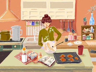 Usual Kitchen, Baking Process 2d baking branding design graphic design illustration