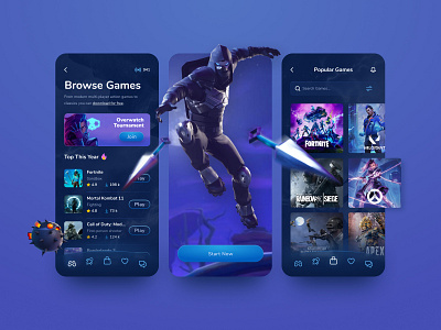 Game Store & Streaming App 2d 3d app branding design game icon illustration logo mobile ui vector