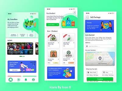 Mobile APP - Recycle APP UI Design app branding design graphic design illustration logo ui ux vector web design
