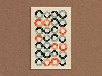 2022 Geometric Poster Calendar - February adobe illustrator adobe photoshop calendar cream design geometric illustration limited color palette matchbox navy poster print printmaking red riso risograph risography stationery texture typography