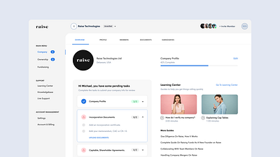 Raise - Dashboard Concept For Founders cap table dailui dashboard deal room design equity faqs founders funding getraise investors raise ui uid ux uxui web web 3