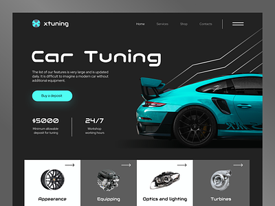 Xtuning - Car Tuning Website booking car concept landing page rental service tuning uiux web webdesign website