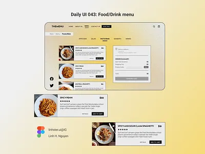 Daily UI 043: Food/Drink Menu branding cards component daily ui daily ui 043 figma food menu gradient interface interface design new ui restaurant website ui ui design ui ux ui ux global ux web designer web interface wed design