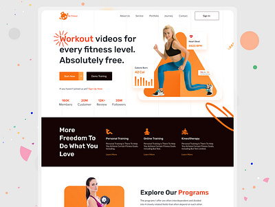 Fitness & Workout Landing Page Design apps clean crypto dark theme design gym homepage landingpage logo new design nft ui ui ux website workout