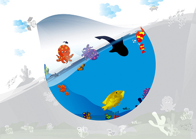 Illustration Underwater design globe graphic design illustration illustration underwater ocean bed ocean scene sea bed underwater fish underwater world vector water scene