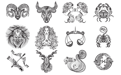 Zodiac Sign — Virgo black and white collection horoscope sign tatoo vector virgo zodiac