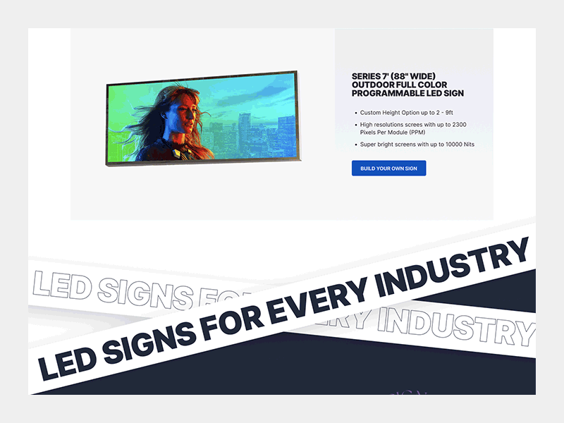 Custom LED Sign Landing Page 3d animation branding design flat graphic design illustration landing logo motion graphics typography ui ux web