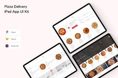 Pizza Delivery iPad App UI Kit app delivery design food food delivery order ordering pizza pizza delivery ui ui design ui kit ux