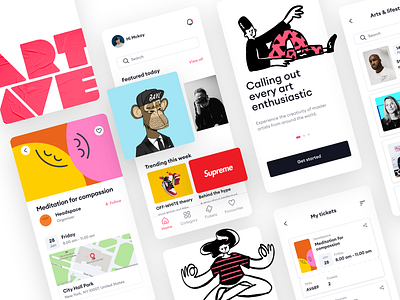 ArtAve app design adobexd app design artworkshop illustration mobiledesign uidesign uiux uiuxdesign