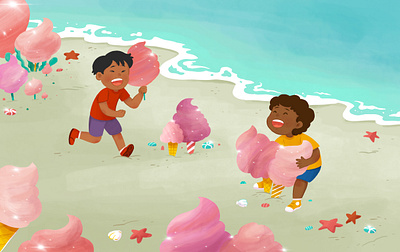 Bilal learns about jannah beach candy children book illustration children illustration digitalillustration fun illustration islamicart moslemkid nature illustration procreate whimsical