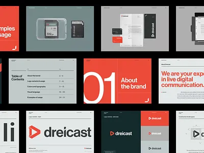 Dreicast - brandbook brand brandbook branding digital events filming guidelines key visual layout logo logobook logotype movie production orange swiss