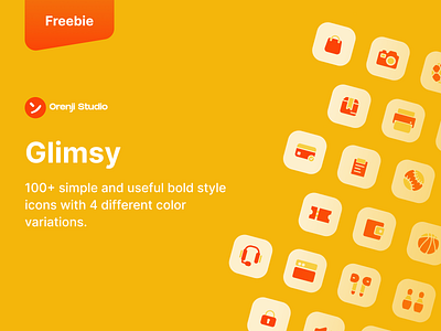 Glimsy - Freebie Icon Pack app bold branding design figma freebie icon iconpack iconui minimalist ui ux vector