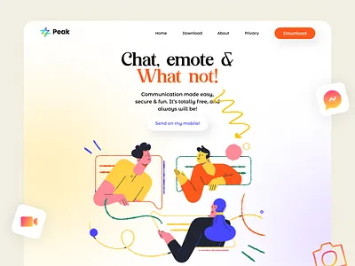 Chat application Landing page app design best shot branding chatting colors gradient graphic design illustration landing page ui uiux webdesign websitedesign