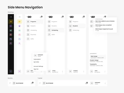 Side Navigation design graphic design ui ux web