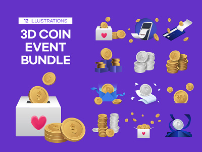 3D Coin Event Bundle 3d 3d source coin 3d coin source design source event source graphic design object poin source point promotion promotion vector web source