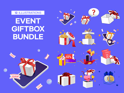 Event Giftbox Bundle 3d 3d giftbox coinbox coupon coupon box design event event coupon event illustration event source giftbox giftbox source graphic design graphic source promotion promotion source