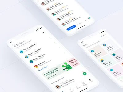 Telemedicine — Healthcare & Medical Mobile App app application clean clinic design doctor app doctor appointment health health app healthcare hospital interface ios medical app medicine minimal mobile app ui ux vaccine