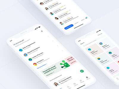 Telemedicine — Healthcare & Medical Mobile App app application clean clinic design doctor app doctor appointment health health app healthcare hospital interface ios medical app medicine minimal mobile app ui ux vaccine