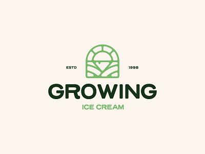 Growing Ice Cream Logo Design agriculture agro brand branding design farm farmirng gelato ice cream icon landscape logo logodesign minimal natural nature organic smart logo sun