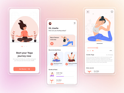 Yoga App UI Design app development app ui app ui design app ux design breath fitness health health app mobile app mobile app design mobile app development mobile ui relax relaxation ui design uiux wellness yoga yoga app yoga practice