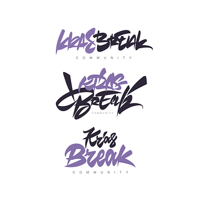 Lettering Logo for a “Kras Break Community” branding design illustration letter logo lettering lettering art logo sticker design ui vector