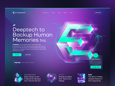 ETHERNOS Web 3d design digital illustration promo screen ui web