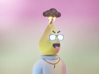 Genius pear 3d character design graphic design illustration illustrator nft vector web web design