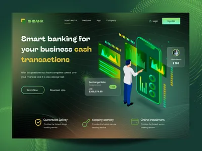 Banking App Landing Page UI | Hero section bank bank card banking banking app banking website design fintech landing fintech website landing landing page mobile banking neobank neobank landing online banking product page ui ux webdesign website website design