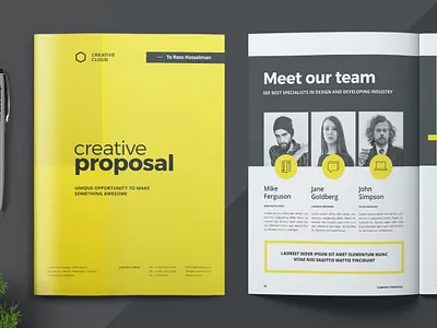Free Yellow Proposal Template agency annual brand brief brochure company corporate guideline identity invoice letterhead manual portfolio proposal proposal design proposal template report simple template yellow