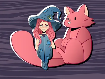 The witch with the cat. design illustration vector