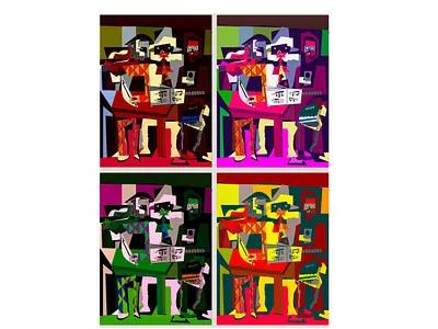#6_three musicians colors cubism illustration musicians picasso vector