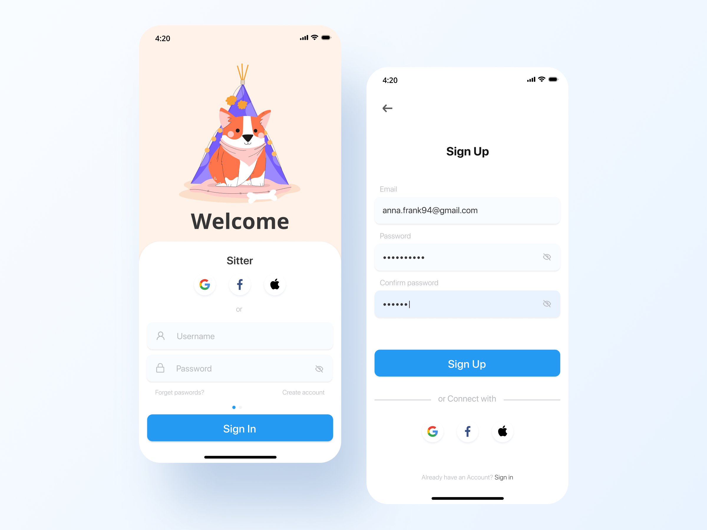 Example of App for petsitters and pet owners