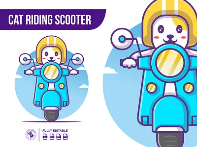 CAT RIDING SCOOTER branding cat character design dribble ideas illustration instagram logo logoinspirations riding scooter vector zerologicstudio