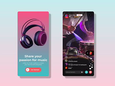 Music Streaming App app application beats design facebook live instagram live mobile music music stream netflix sharing app spotify stream streaming streaming app tiktok twitch ui ux youtube