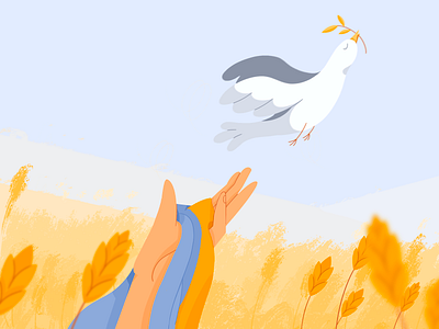 Beautiful Ukraine artists for ukraine bird close the sky dove editorial field flag freedom hand illustration landscape palm peace political procreate stand with ukraine ukraine ukrainian war wheat