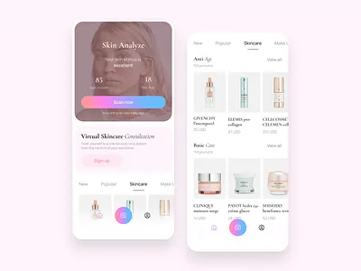 Makeup AR & Skin Alalyze App ar ar app ar treatment augmented reality beauty beauty app behance case study cosmetic homepage makeup makeup app makeup ar skin ar skincare treatment ui ux virtual reality vr