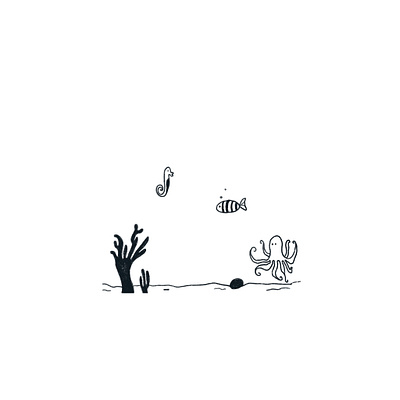 Under the sea black and white denmark drawing graphic graphic design handmade illustrations procreate sea weakly warm up