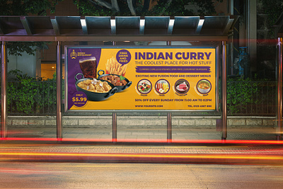 Indian Curry Restaurant Billboard Template business corporate curry design drink flyer food hot illustration india indian food indian restaurant leaflet logo meal poster restaurant ui