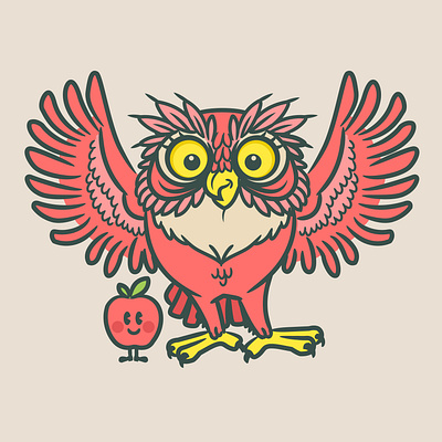 The Owl & The Apple apple education illustration owl