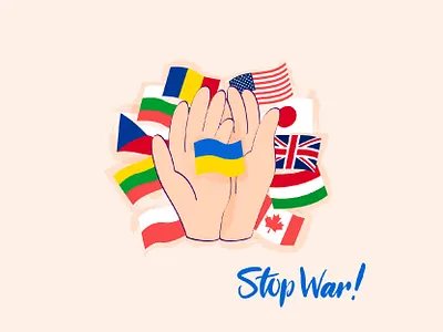 Stop War in Ukraine agression canada country donation europe europe union flag hand illustration nation russia russian support ukraine ukrainian usa vector war