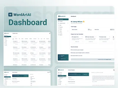 WordArtAI – AI Writing SaaS Dashboard Template ai writing bootstrap dashboard dashboard design dashboard template designtocodes figma template product design saas saas dashboard saas dashboard template saas template template uiux website design wordartai writing