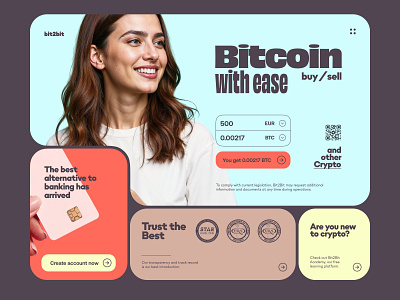 Bit2Bit Exchange bitcoin blockchain btc colors crypto cryptocurrency design exchange landing landing page simple ui ux web design website