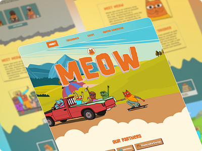 MEOW - Meme Coin based coin crypto crypto meme cryptocurrency design homepage illustration landing page meme meme coin ui design meme landing page meme token meme web design meme website memecoin token landing page ui web website