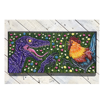 Birds! acrylic art artist bird birds dinosaur floral flowers illustration nature painting raptor rooster