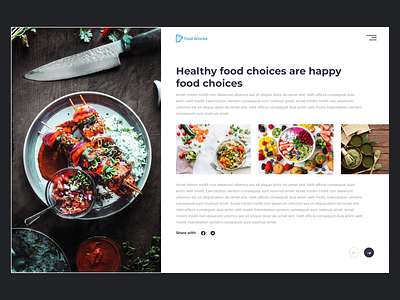 Food Blog Page UI Design animation arrows article cards figma food food logo landingpage logo menu mockup next photogarphy ui