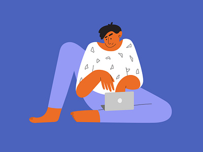 Work at home boy chatting computer guy home office illustration laptop lifestyle male man man character office oline programmer sitting vector work work at home work from home working