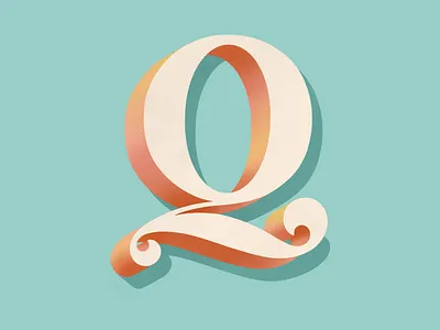Q 36 days of type design dimensional type drop cap hand lettering lettering typography